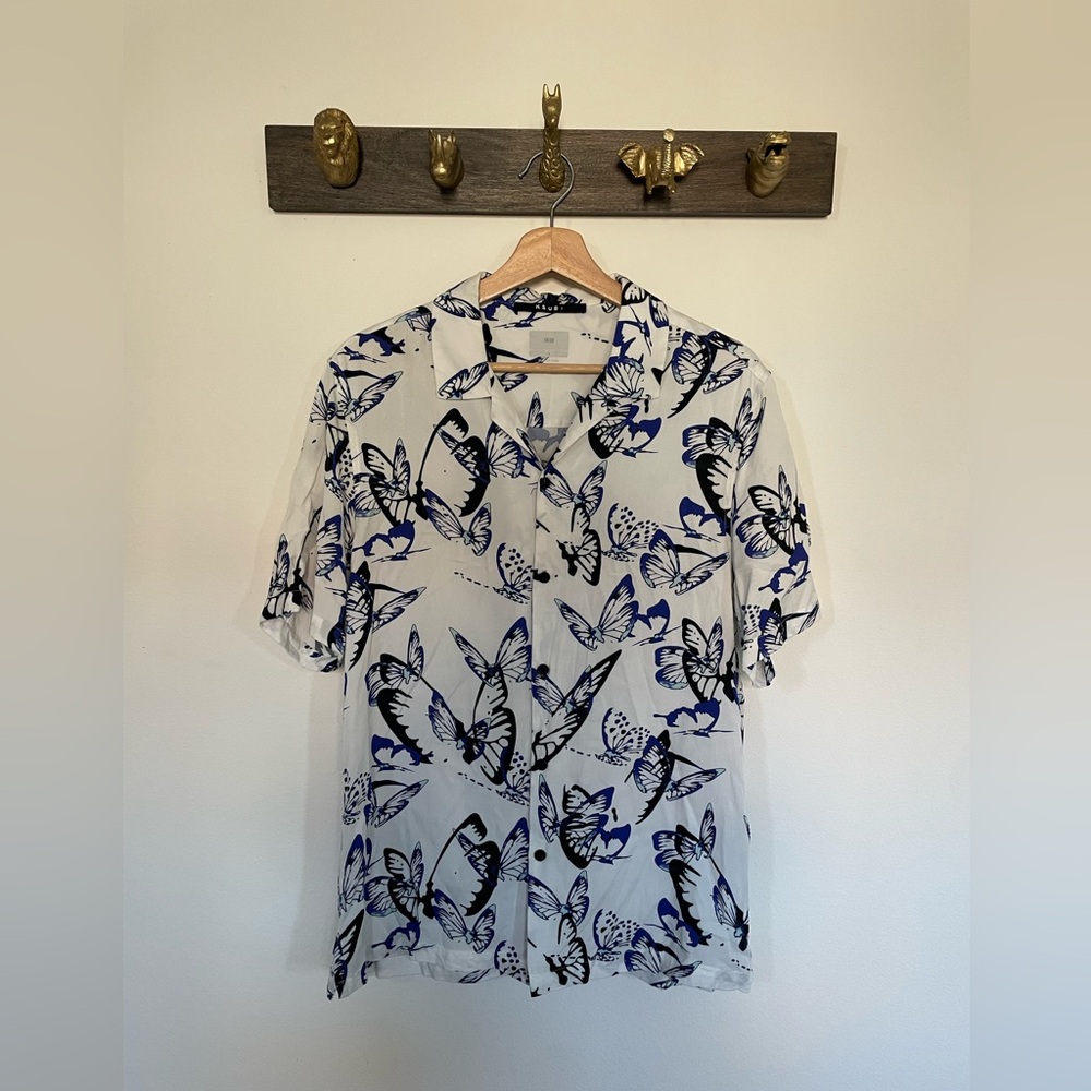 Ksubi Blue and Black Butterfly Shirt